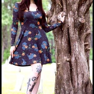 Sourpuss Feline Spooky Skater Dress